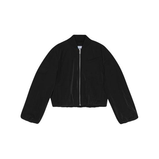 GANNI Bomber Jacket Women’s Black Zip-Up Lightweight Outerwea F9180099 BLACK DOM
