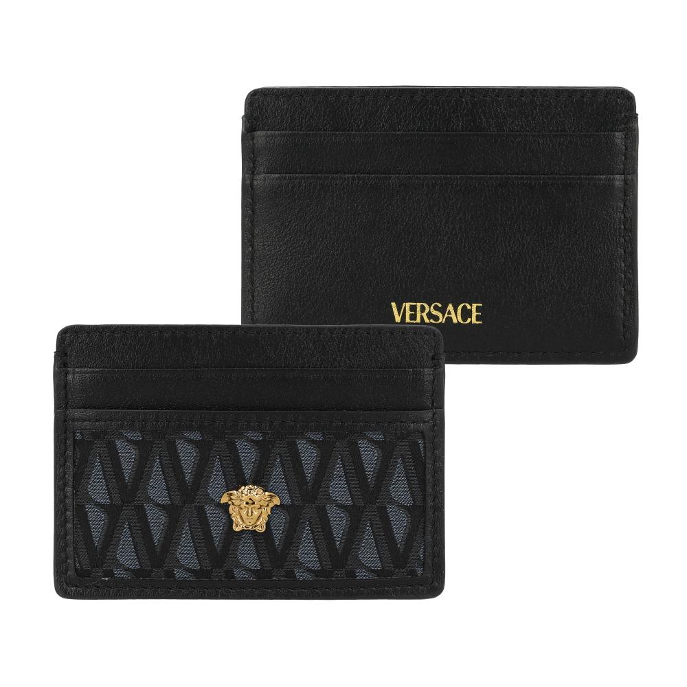 Versace Medusa V Jacquard Leather Card Holder for Men DPN2467 1A16242 1B00V
