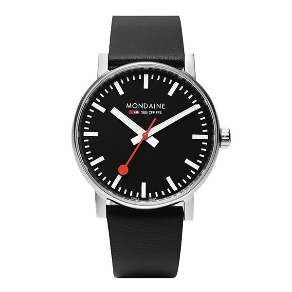MONDAINE Railways Evo2 Vegan Leather Watch Men’s Black Analog MSE 43120 LB