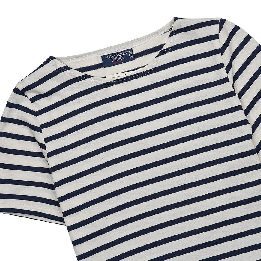 Saint James Ecru/Navy Stripe Etoile Short Sleeve T-Shirt Women