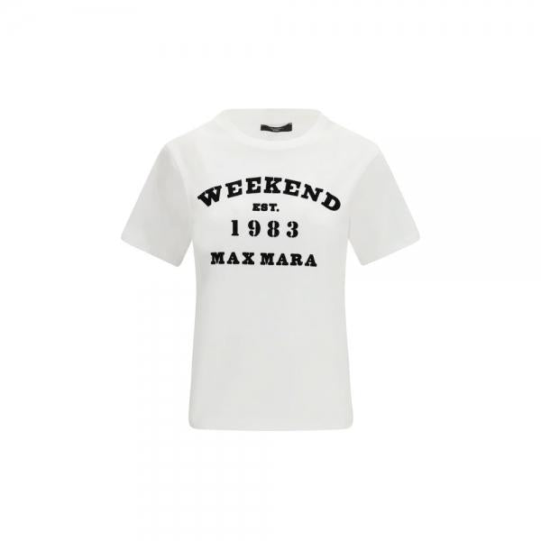 Max Mara Logo Graphic White Cotton T-Shirt 2615971051 006