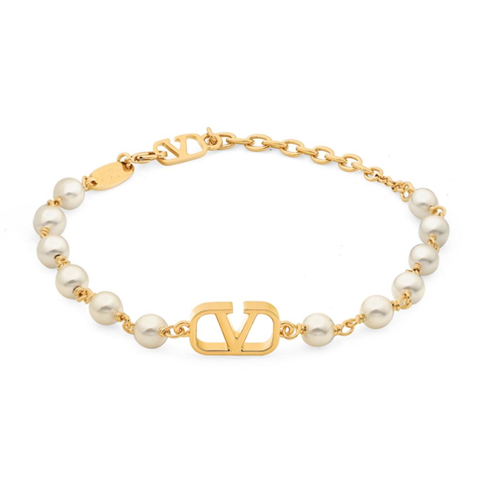 VALENTINO Garavani V-Logo Pearl Bracelet for Women 7W2J0G16 UXM 23R