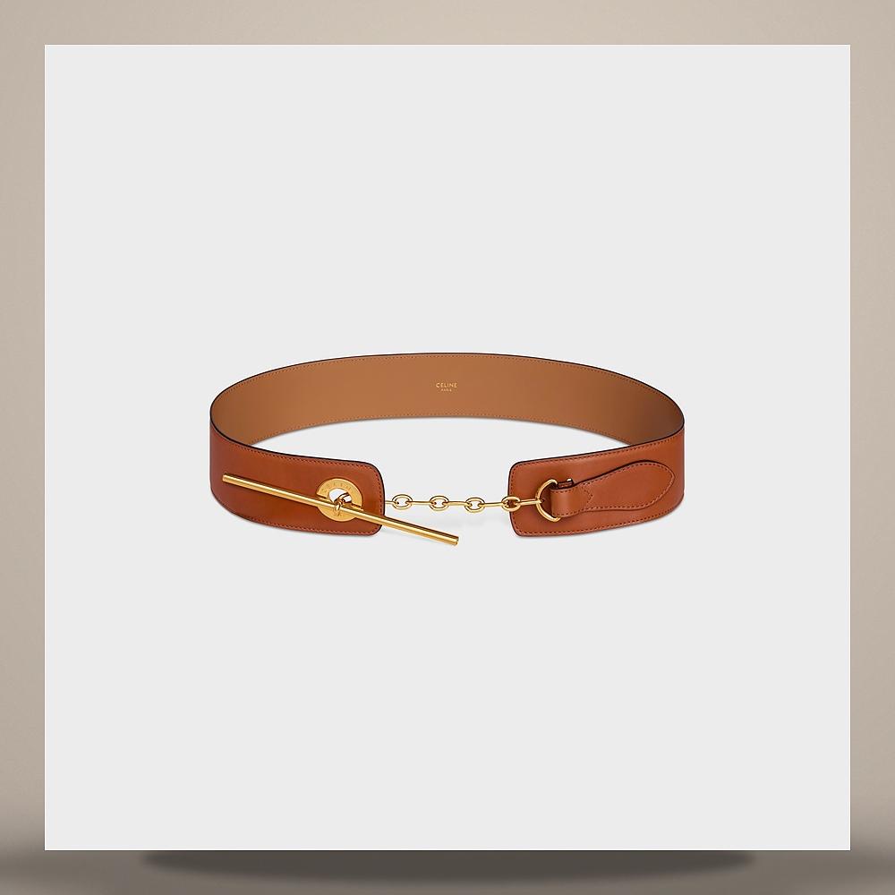 CELINE Large 50mm Disc Belt Supple Natural Calfskin Tan Belt B10182N70 04LT