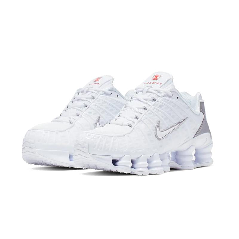 Nike Shox White and Max Orange Women’s Low-Top Sneakers