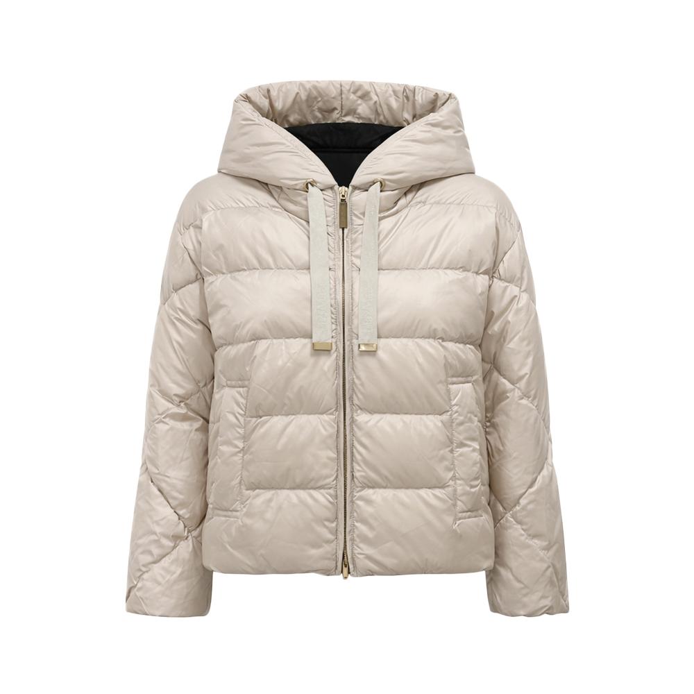 Max Mara Soft Faux Fur Hooded Puffer Jacket White Sand 261948 1084 031