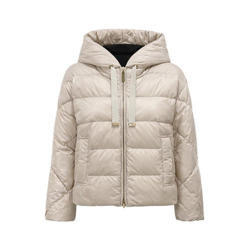 Max Mara Soft Faux Fur Hooded Puffer Jacket White Sand 261948 1084 031
