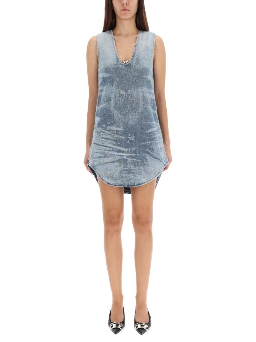 DIESEL Sleeveless Mini Dress Black Cotton Blend