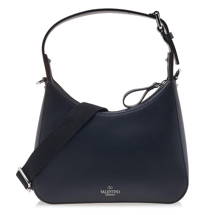 VALENTINO Garavani VLTN Logo Leather Shoulder Bag Black