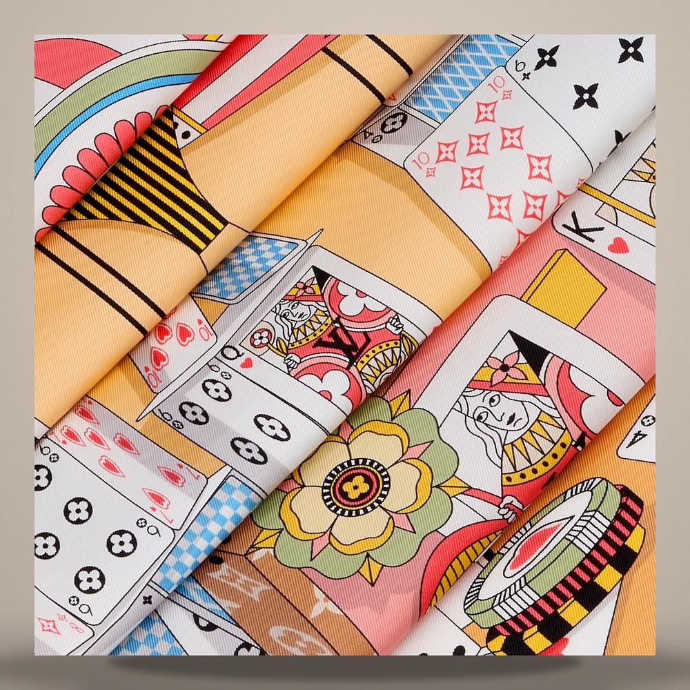 Louis Vuitton Yellow LV Card Game Square Scarf 90 M97955