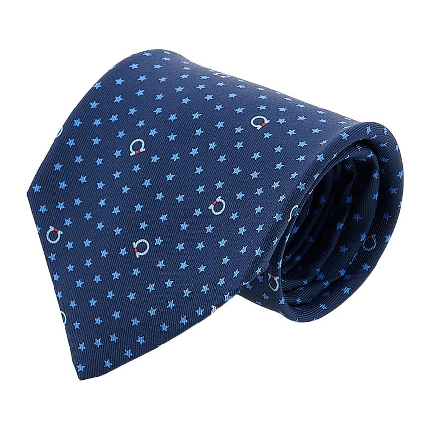 Ferragamo Gancini Silk Tie for Men 35 0874 F NAVY 0761807