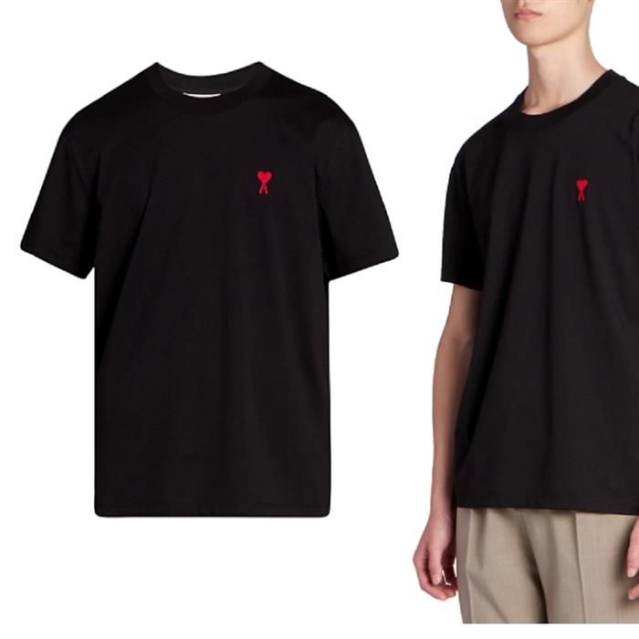 AMI Black Heart Logo Short Sleeve T-Shirt BFHJ108 723