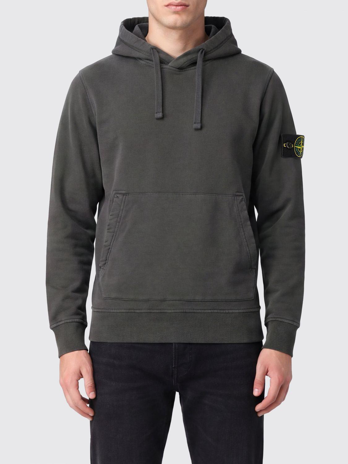 STONE ISLAND Green Cotton Pullover Hoodie