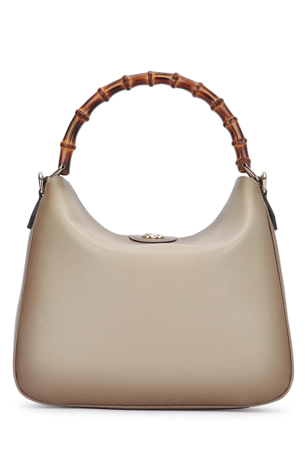 GUCCI Beige Canvas Leather Trim Tote Bag