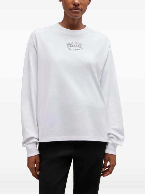 GANNI Bright White Long Sleeve Sweatshirt A1050068151