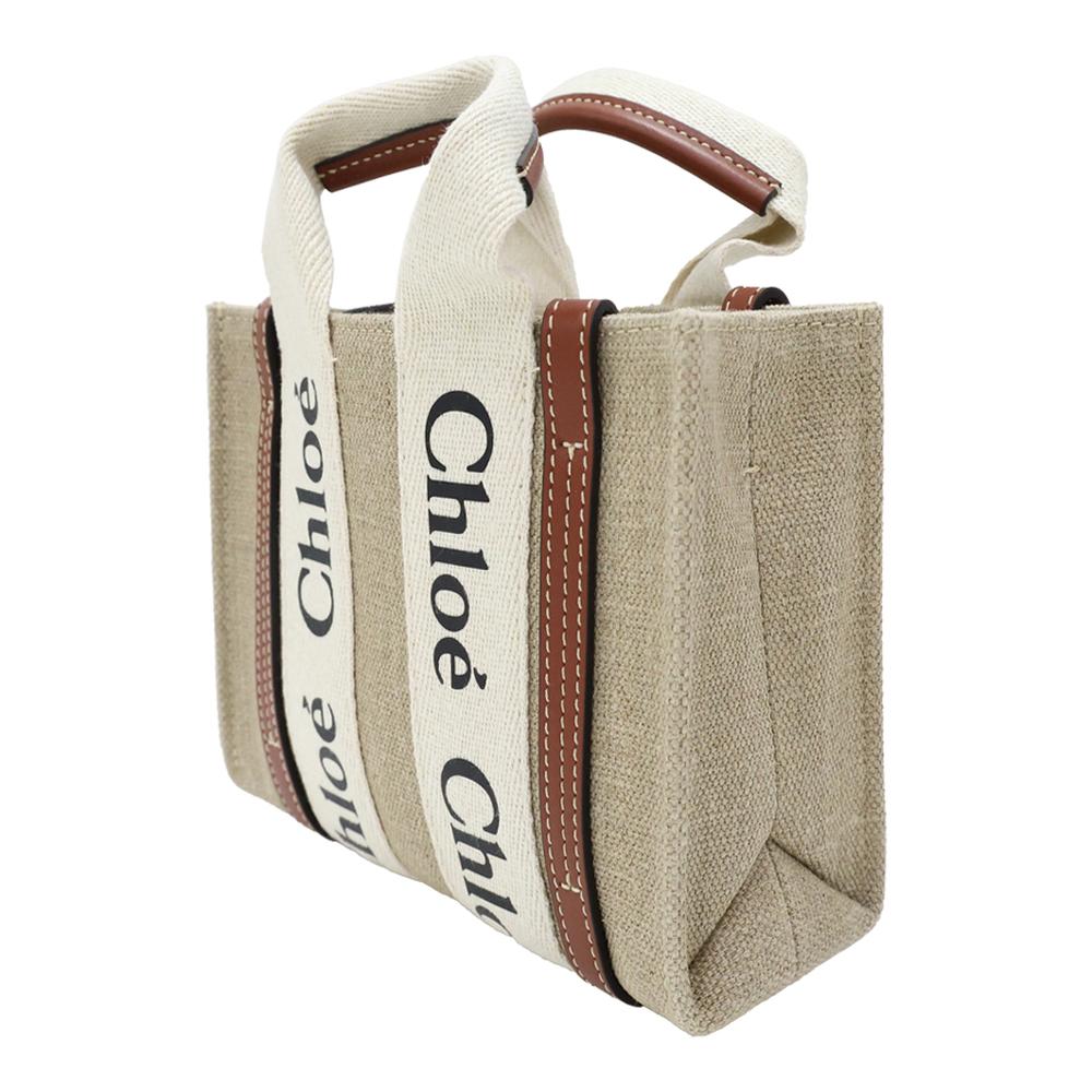 Chloe Woody Mini Women’s Tote Bag Canvas Beige
