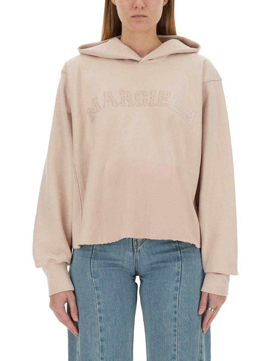 Maison Margiela Gray Cotton Logo Hoodie for Women