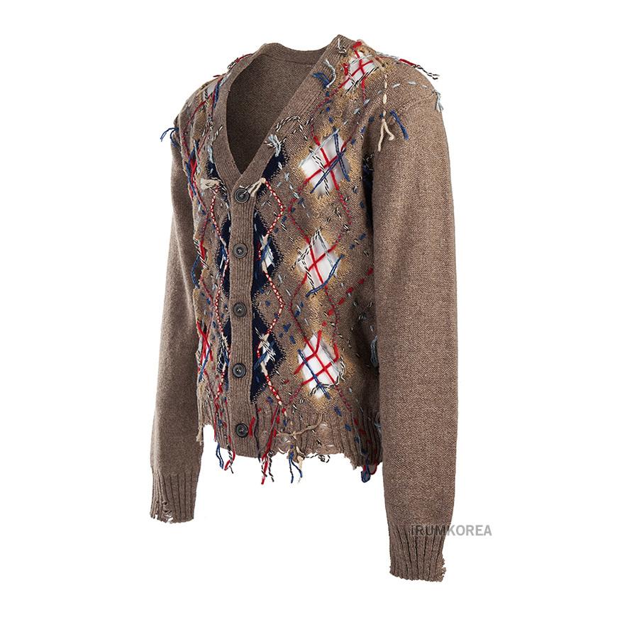 Maison Margiela Men’s Argyle Cut-Out Cardigan S67HP0007 S18328 001F