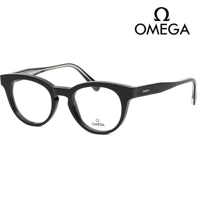 OMEGA Black Acetate Oversized Eyeglass Frames OM5003H 001