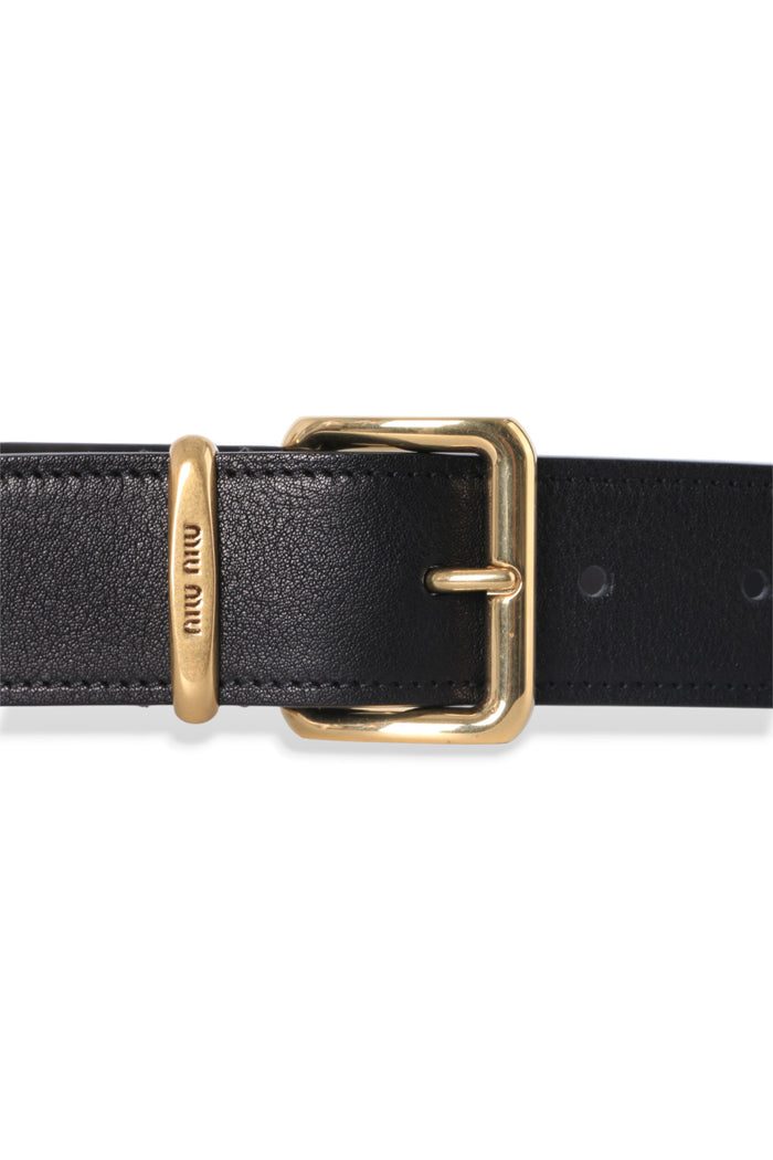 Miu Miu Black Leather Belt 5CC536 EFX F0002