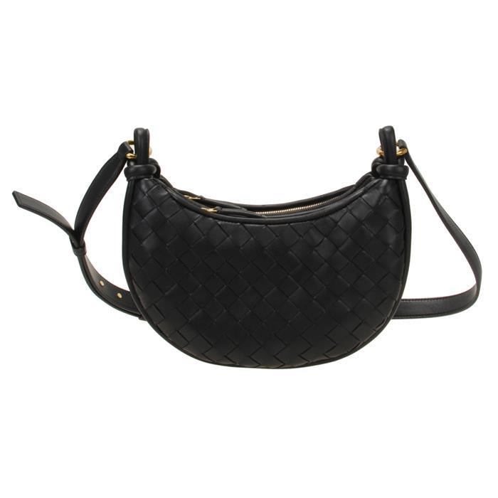 Bottega Veneta Black Leather Gemelli Messenger Shoulder Bag