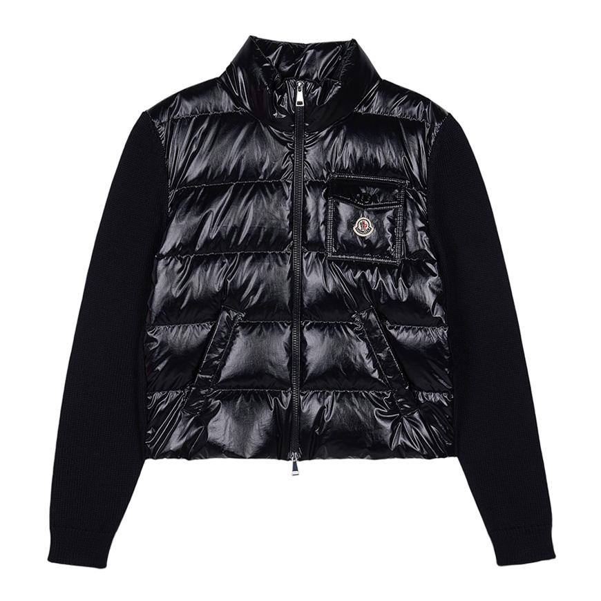 Moncler Women’s Padded Mix Zip-Up Cardigan Jacket Black