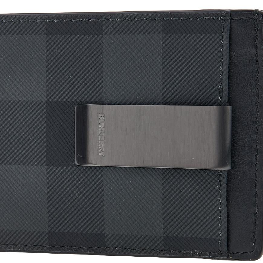 BURBERRY Men’s Check Leather Money Clip Wallet