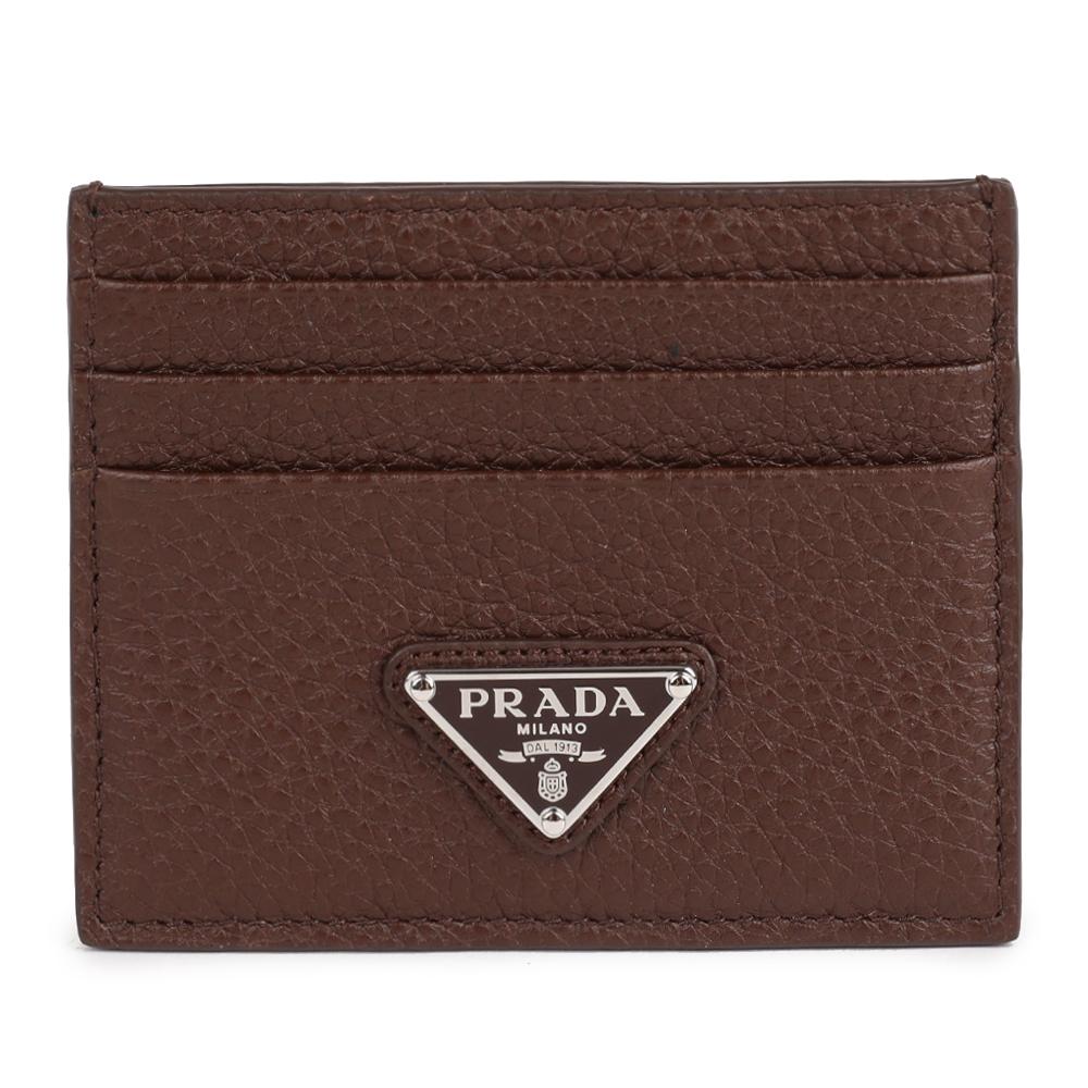 PRADA Leather Card Holder Wallet Black