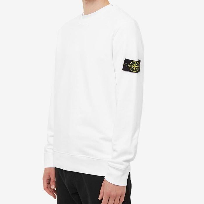 STONE ISLAND Wappen Logo Brushed Cotton Sweatshirt White Men