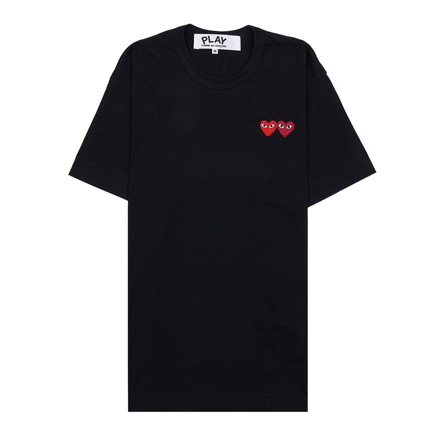 Comme des Garcons Unisex Double Heart Patch T-Shirt AZ T226 051 BLACK