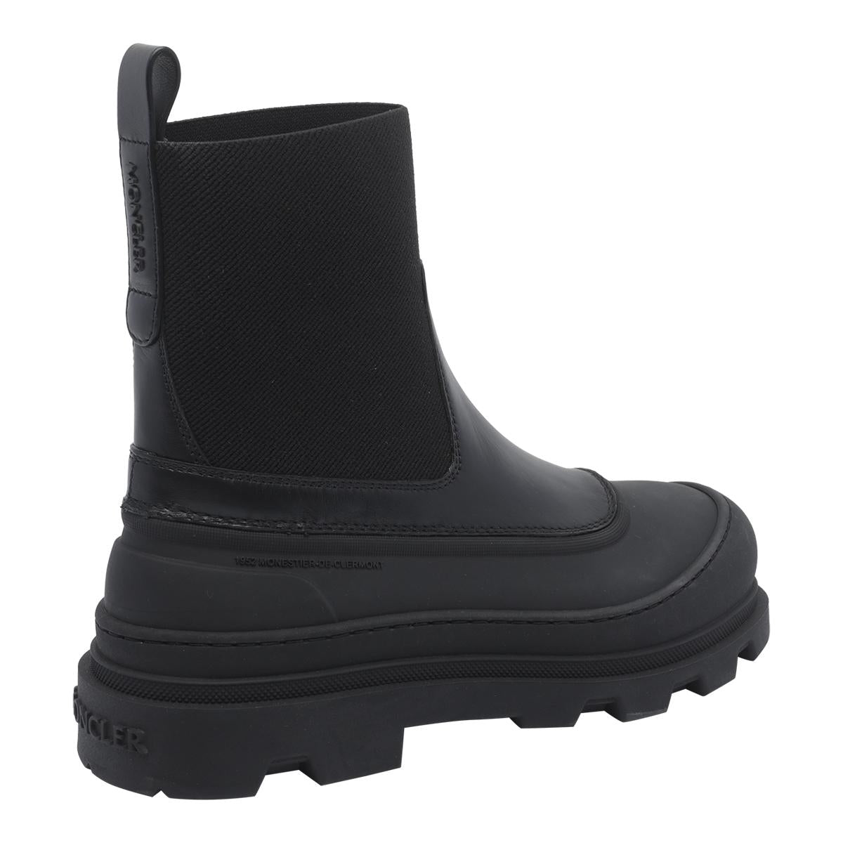 Moncler Black Leather Ankle Boots Women’s