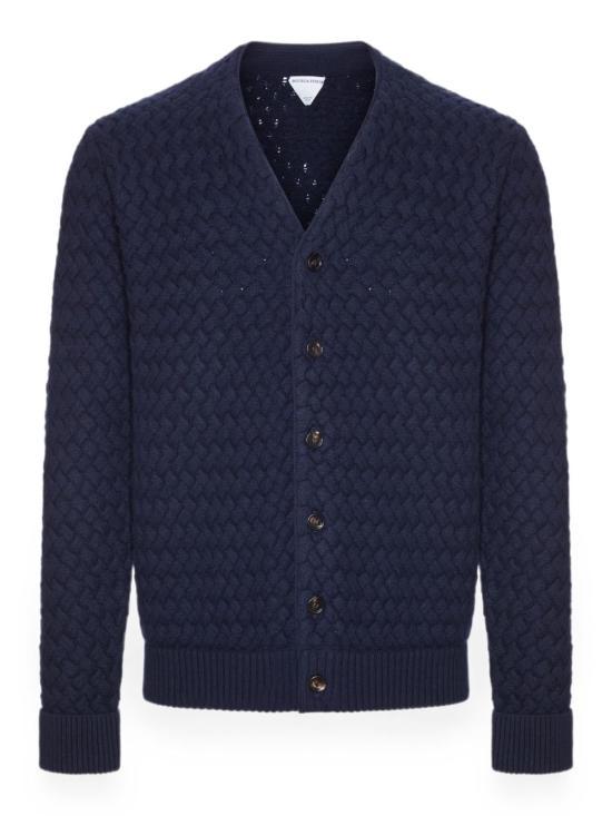 Bottega Veneta Midnight Blue Wool Knit Cardigan Men