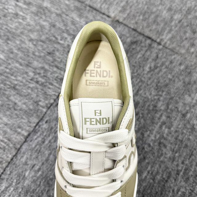 FENDI Logo Lettering Match Low-Top Sneakers White Leather Unisex