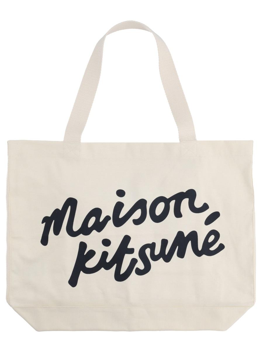 Maison Kitsune Leather Shoulder Tote Bag Women’s Black
