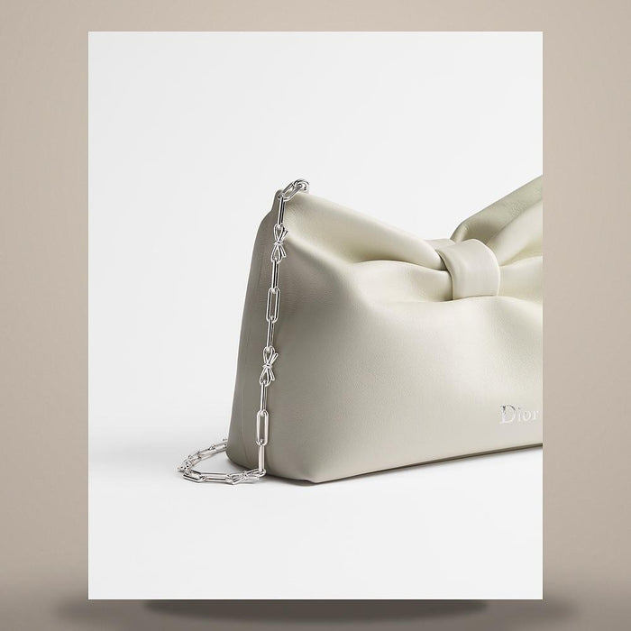 DIOR Small Bow Bag Latte Lambskin Shoulder Bag M0715PUQO M030