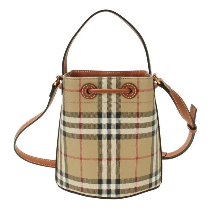BURBERRY Mini Check Bucket Bag Shoulder Bag