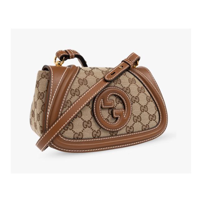 GUCCI Blondie Mini Leather Shoulder Bag Brown