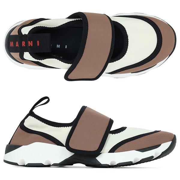 Marni White Light Brown Lycra Mary Jane Running Sneakers SNZW020602 P7613 ZP082