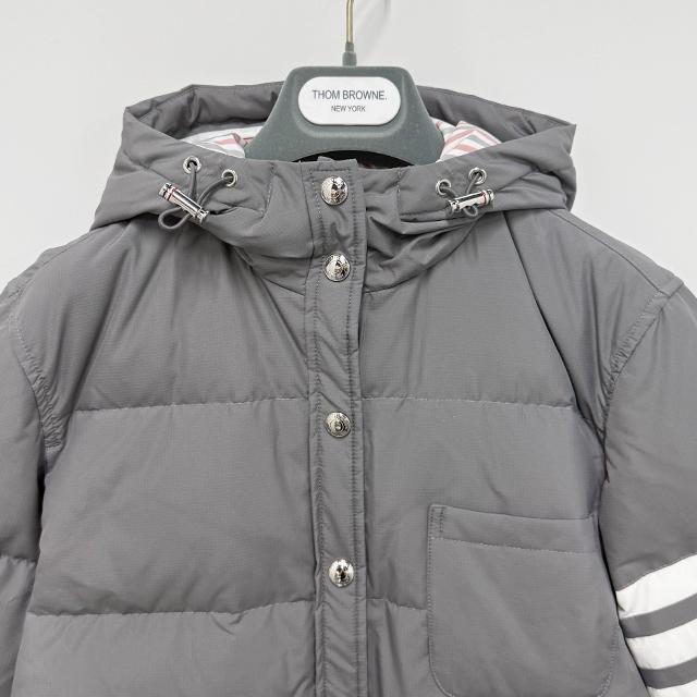 THOM BROWNE 4-Bar Military Goose Down Puffer Coat Gray Women’s