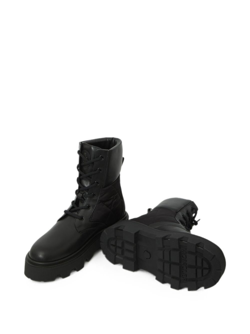 Moncler Black Leather Ankle Boots Women’s