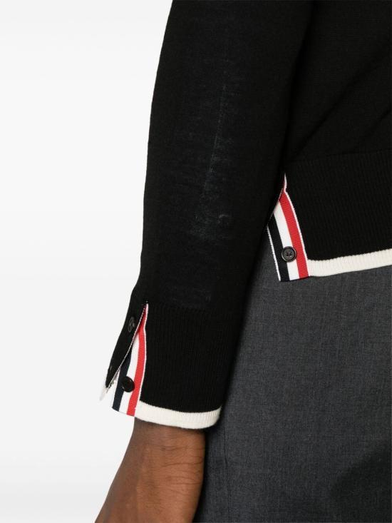 THOM BROWNE Black Wool Round Neck Sweater MKA002DY1014001 BLACK DOM