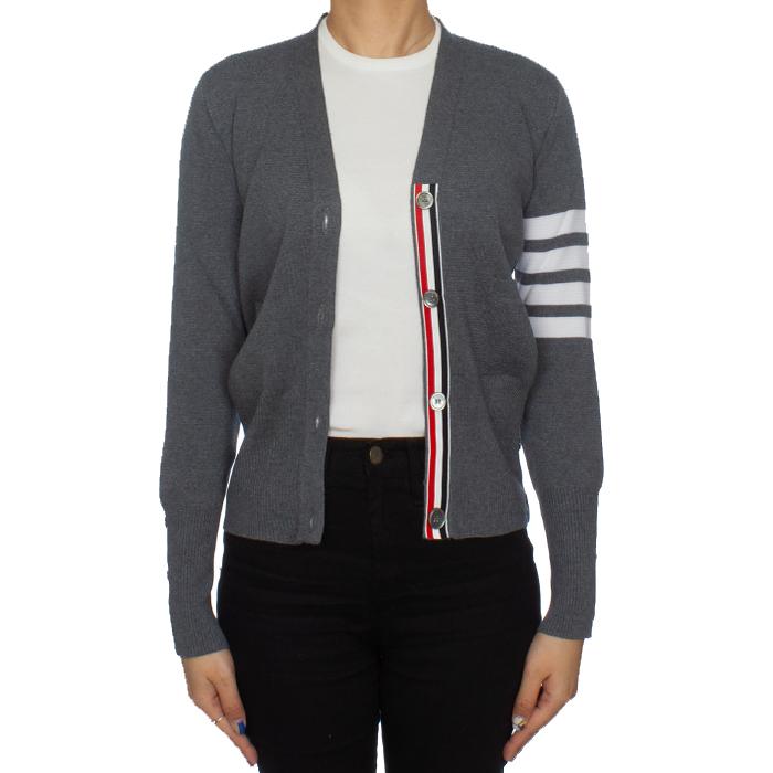 THOM BROWNE Milano Stitch Merino Wool Cardigan Gray Women