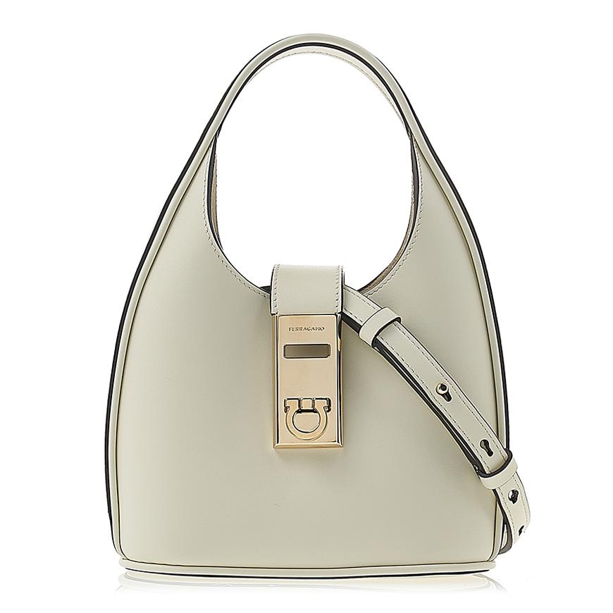 Ferragamo Gancini Soft Mini Tote Bag Mascarpone Calf Leather 0764456 1