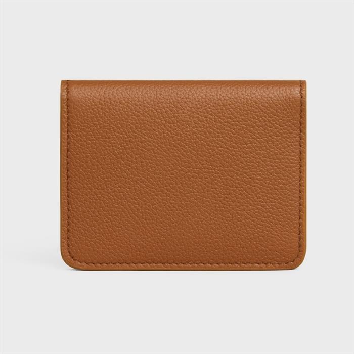 CELINE Bifold Card Holder Supple Grained Calfskin Wallet GHD1