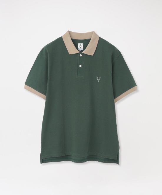 South2 West8 Cotton Polo Shirt for Men QV661B GREEN DOM