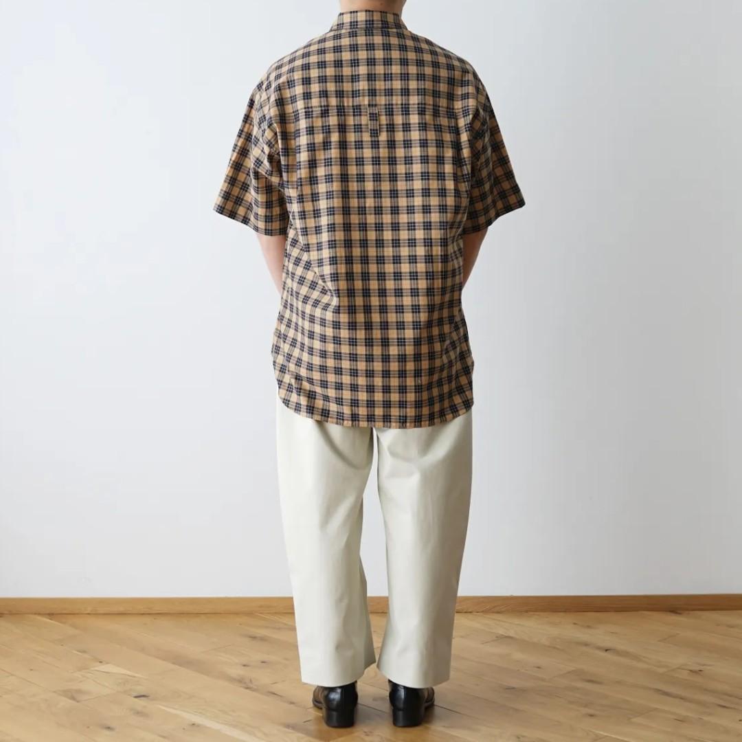 STUDIO NICHOLSON Sorono Madras Oversize Check Short Sleeve Shirt Yellow SNM 836