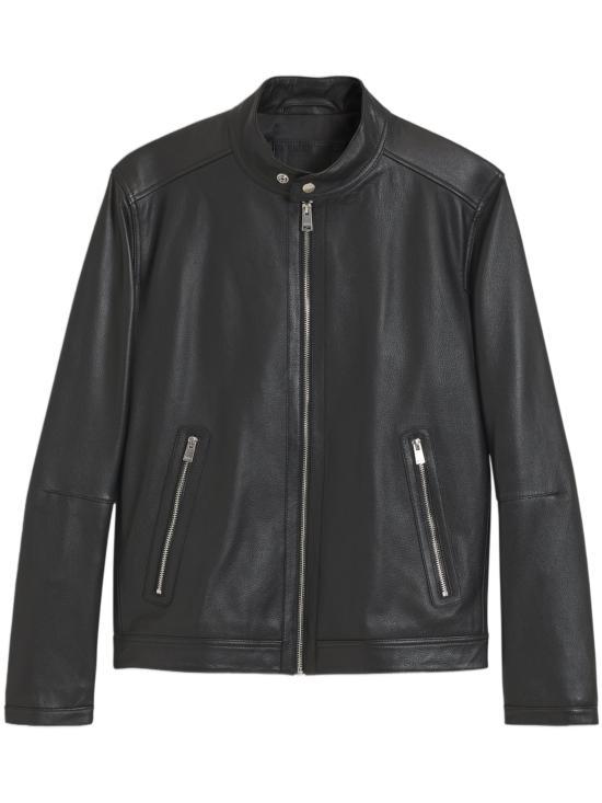 HUGO BOSS Black Leather Jacket for Men