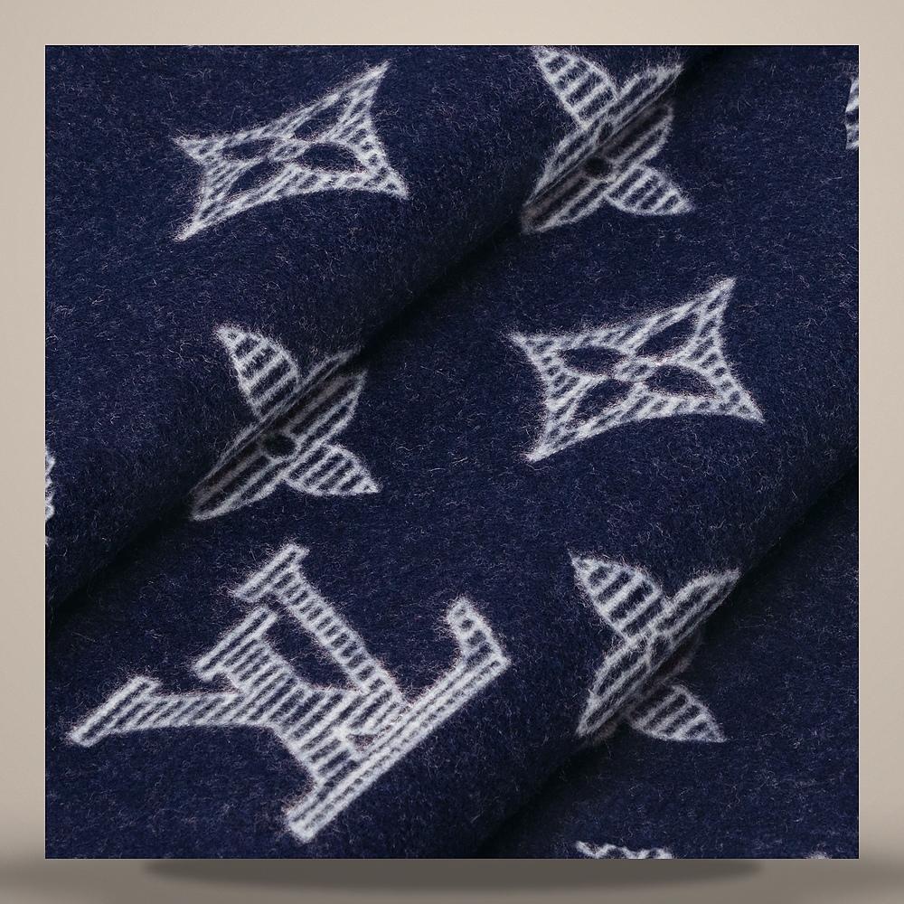 Louis Vuitton Monogram Shadow Navy Blue Men's Scarf