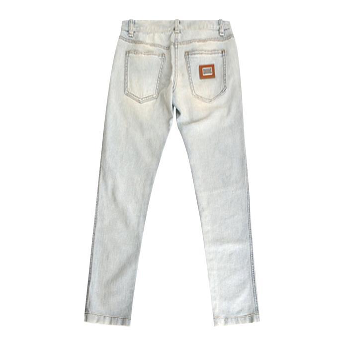 Dolce&Gabbana Light Wash Denim Jeans with Plate Detail