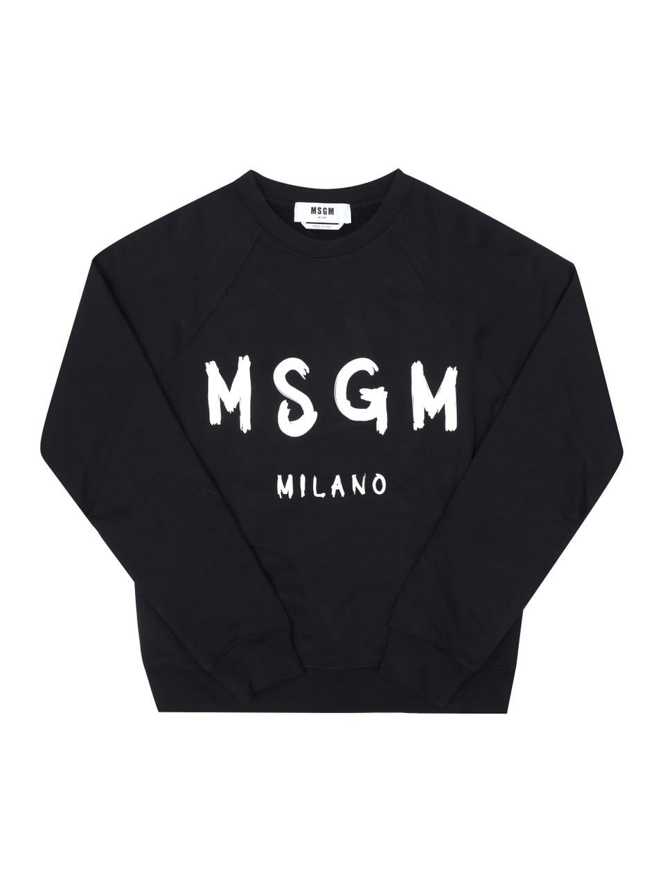 MSGM Women’s Black Cotton Crewneck Sweatshirt