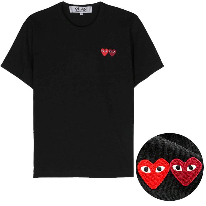 Comme des Garcons Unisex Double Heart Logo T-Shirt Black